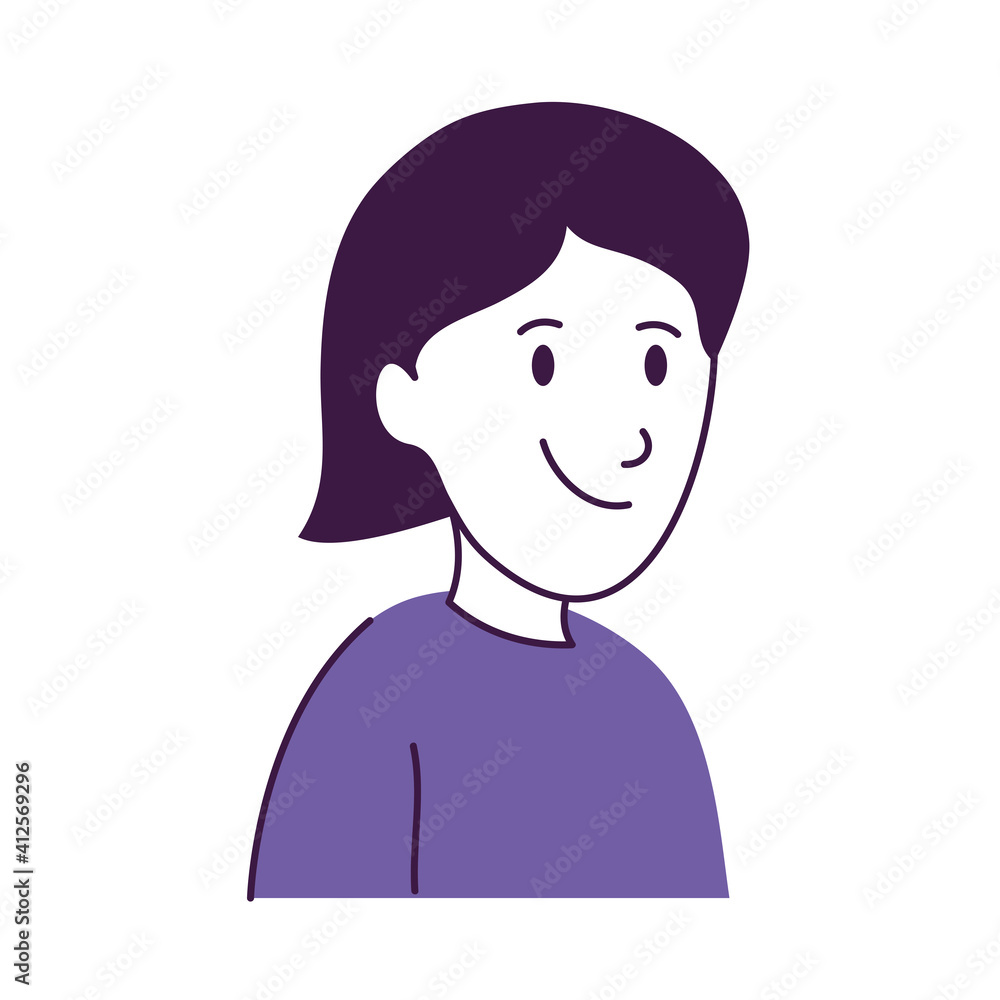 cartoon woman smiling icon, colorful design cartoon woman smiling icon, colorful design