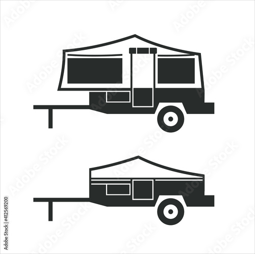 illustration of folding camper, folding camper for adventure or outdoor activity.