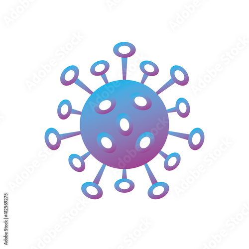 Coronavirus 2019-nCoV strain cell isolated icon, COVID-19 pandemic, corona virus epidemic, bacteria flat vector.