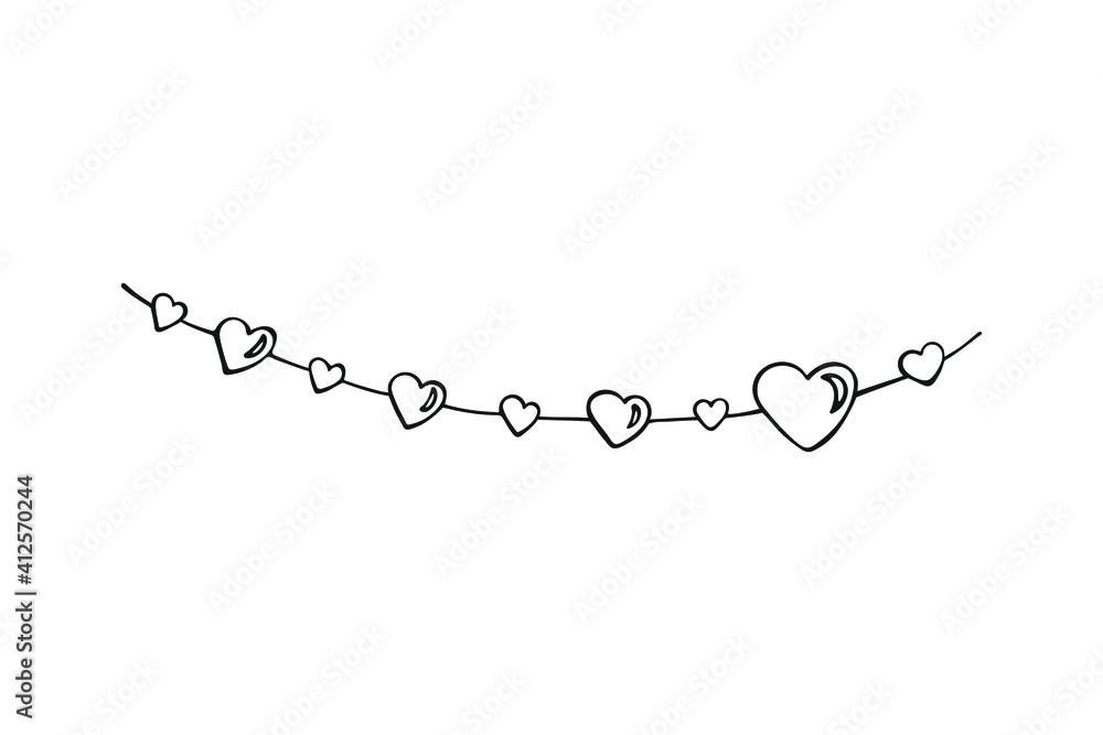 Hand-drawn garland of hearts. Garland isolated on a white background.
Template for sticker, label, banner, invitation, postcard, packaging. Valentine's Day symbol. Vector illustration. Hand-drawn garland of hearts. Garland isolated on a white background.
Template for sticker, label, banner, invitation, postcard, packaging. Valentine's Day symbol. Vector illustration.