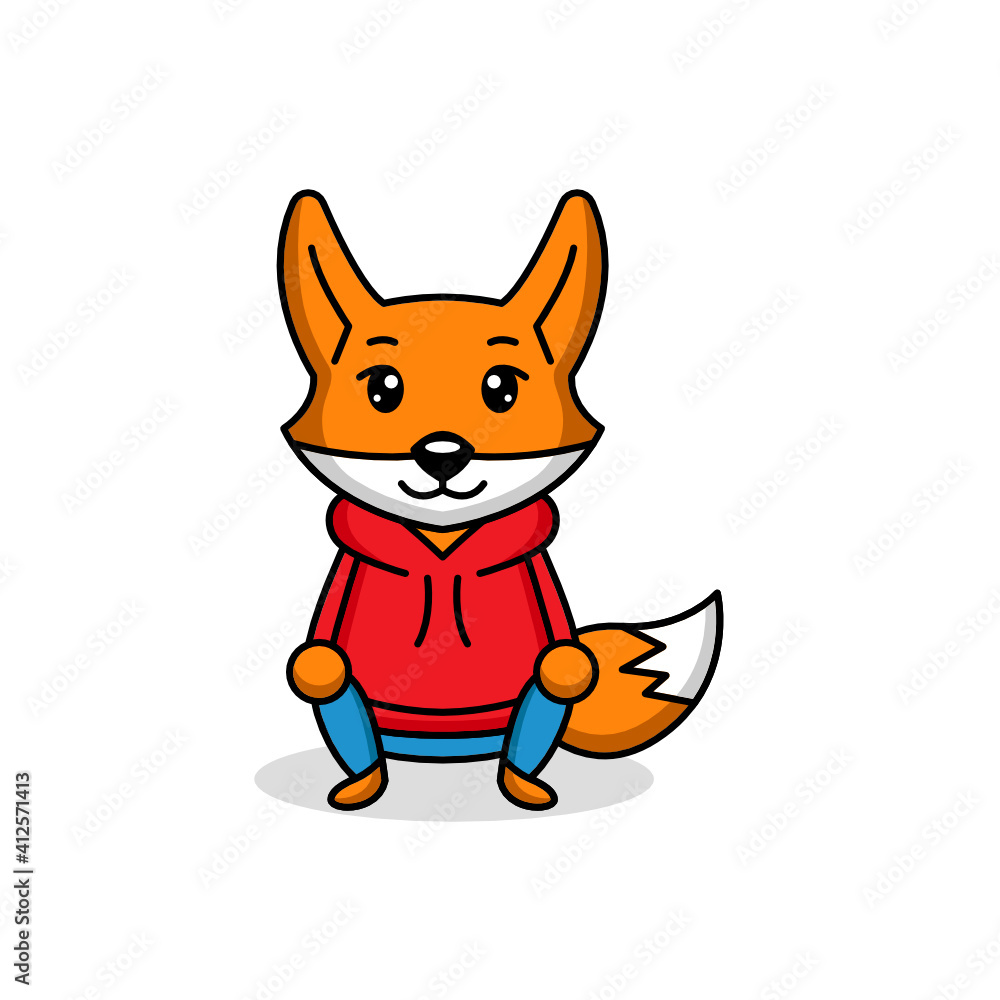 Obraz premium A cute fox wearing hoodie mascot logo design