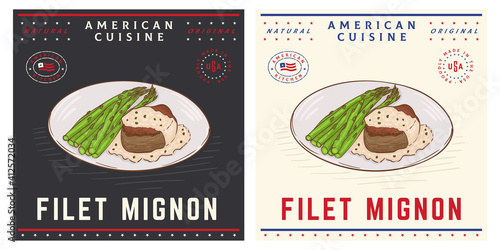 Filet Mignon, tenderloin steak with asparagus