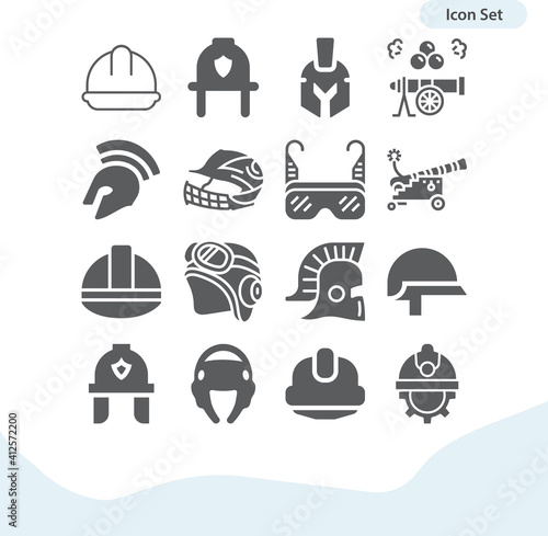 Simple set of armor plate related filled icons.