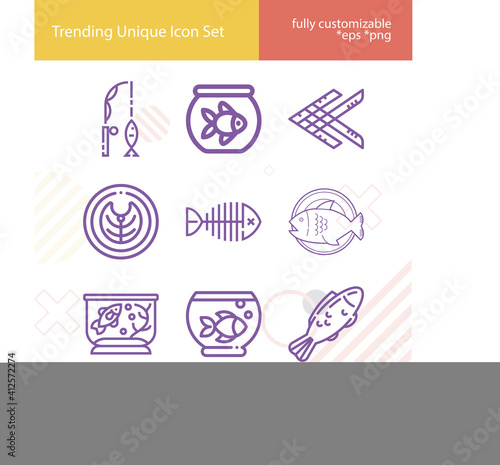 Simple set of seine related lineal icons.