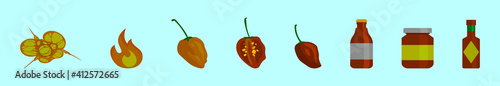 set of habanero chili peppers cartoon icon design template with various models. vector illustration isolated on blue background