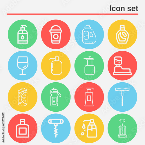 16 pack of ammonia  lineal web icons set