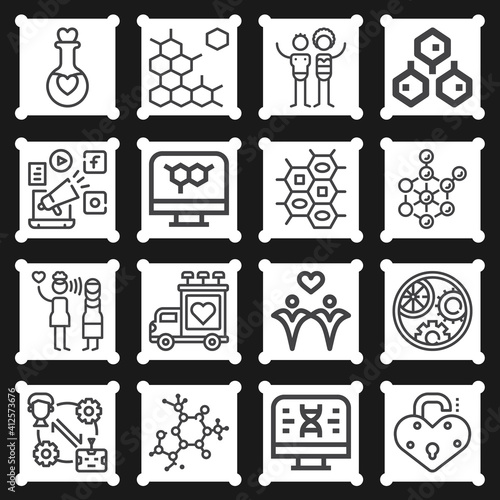 16 pack of interpersonal  lineal web icons set