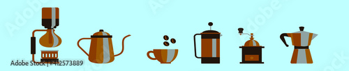 set of coffee elements cartoon icon design template with various models. vector illustration isolated on blue background