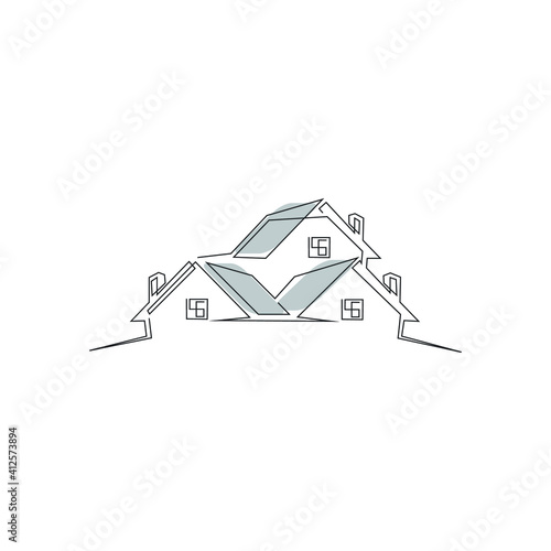 logo design real estate continuous line drawing simple clean and tidy