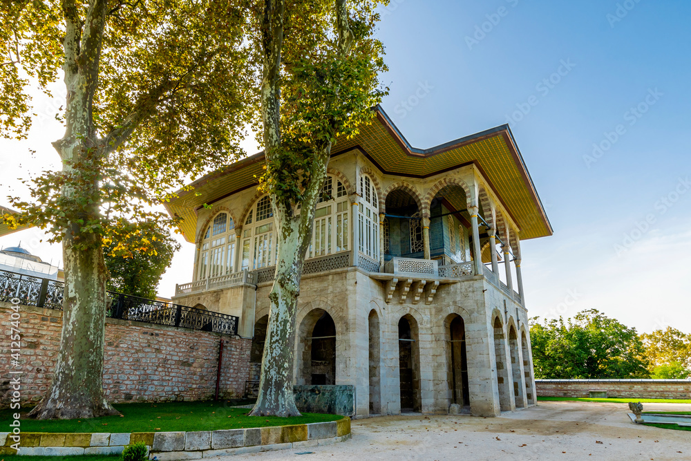 The Baghdad Pavilion view in Topkapi Palace. Topkapi Palace is popular tourist attraction in the Turkey.