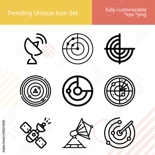 Simple set of measuring system related lineal icons.