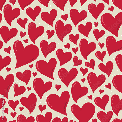 Lovely hand drawn romantic seamless pattern  chaotic doodle hearts  great for Valentine s  Mother  Day textiles  banners  wallpapers - vector design