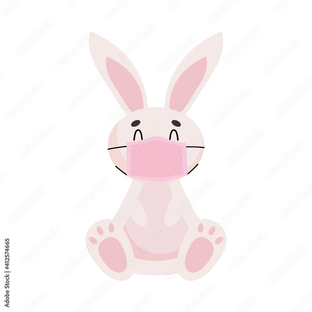 cute rabbit with face mask, colorful design cute rabbit with face mask, colorful design