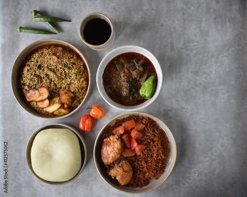 Beautiful african meal from above