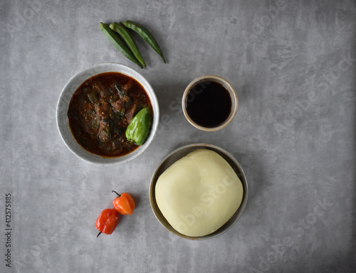 Fufu with Okra soup