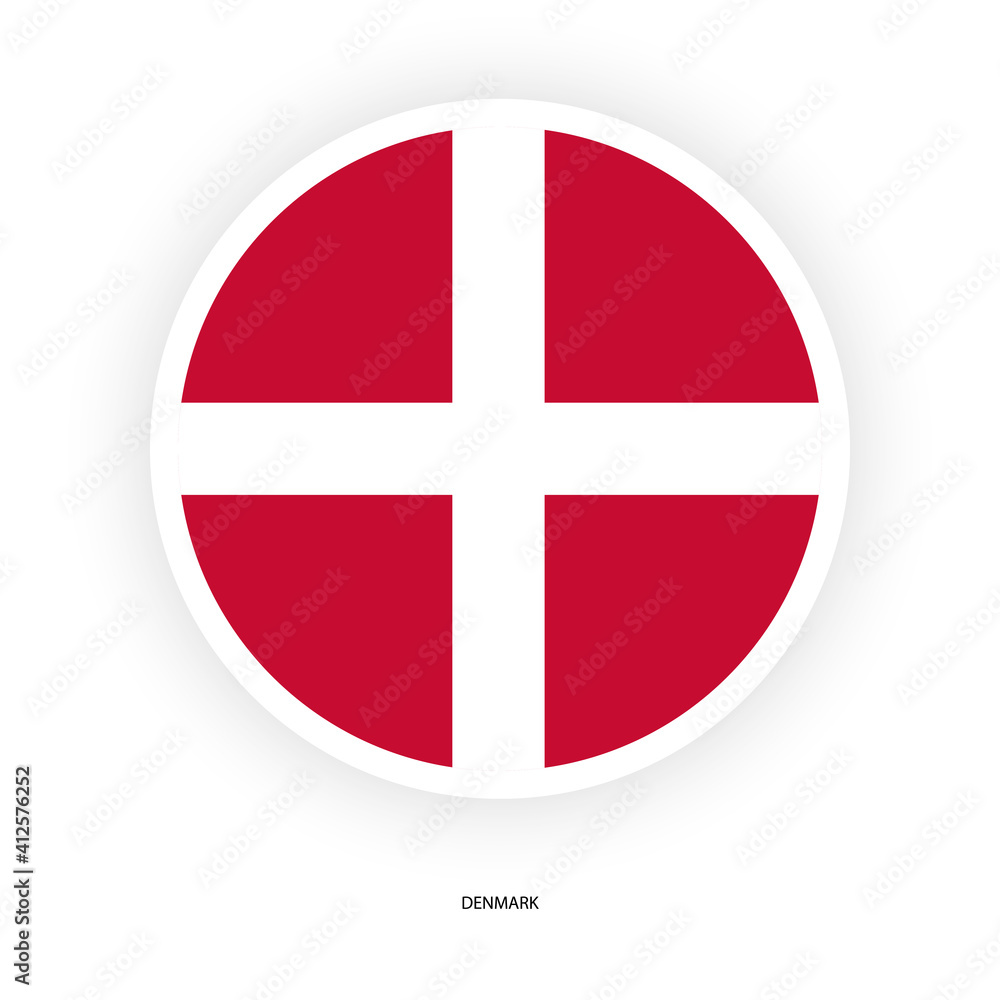 Denmark circle flag icon isolated on white background. Danish button flag icon on white background Denmark circle flag icon isolated on white background. Danish button flag icon on white background