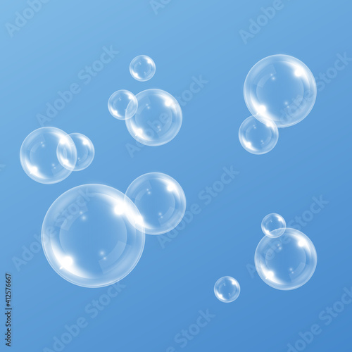 Vector soap bubble. Realistic soap bubble png  glare. Foam bubbles png. Powder  soap  detergent. Vector image.