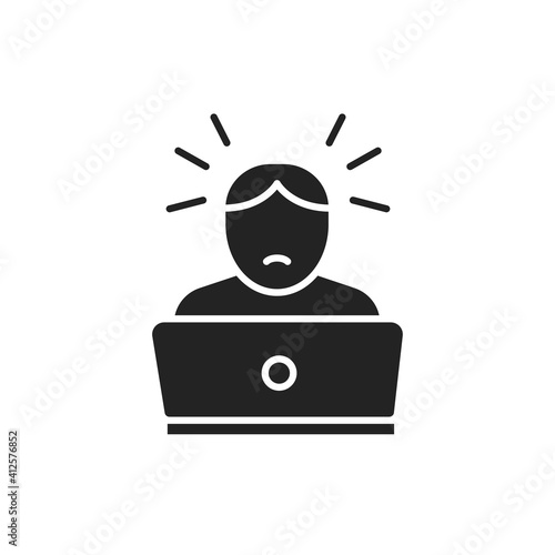 Computer addiction line color icon. Sign for web page, mobile app