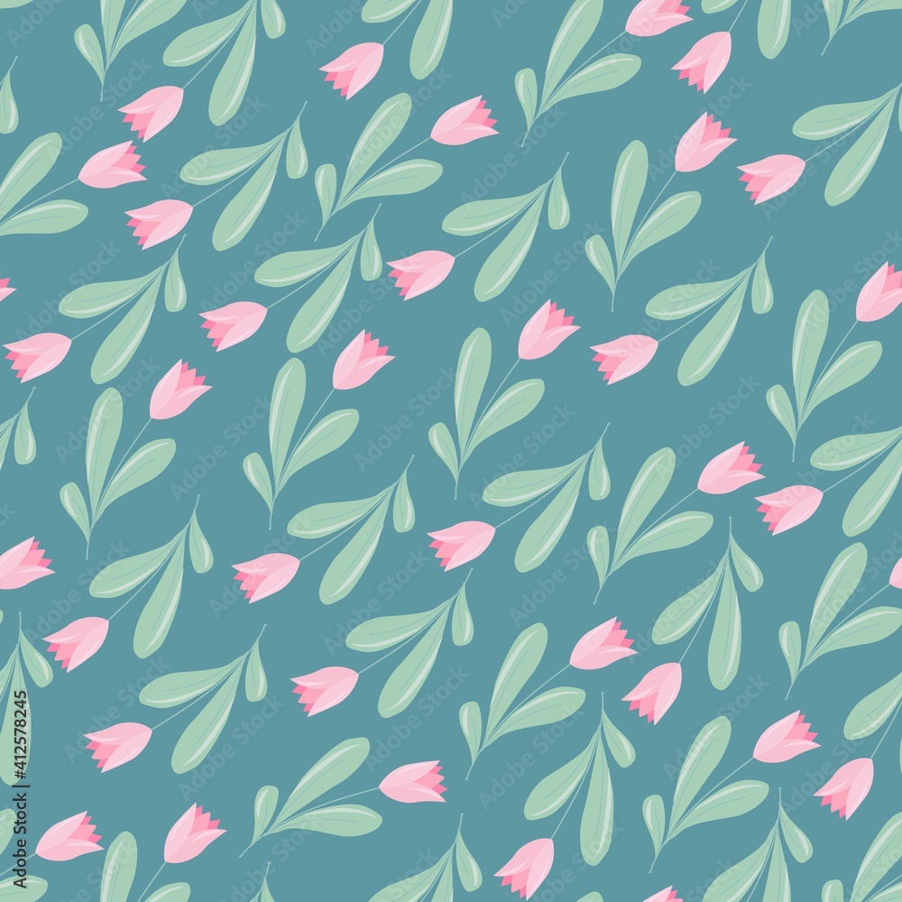bright pattern of simple flowers. seamless pattern of plants in pastel colors. vector illustration drawn in cartoon style isolated on white background bright pattern of simple flowers. seamless pattern of plants in pastel colors. vector illustration drawn in cartoon style isolated on white background