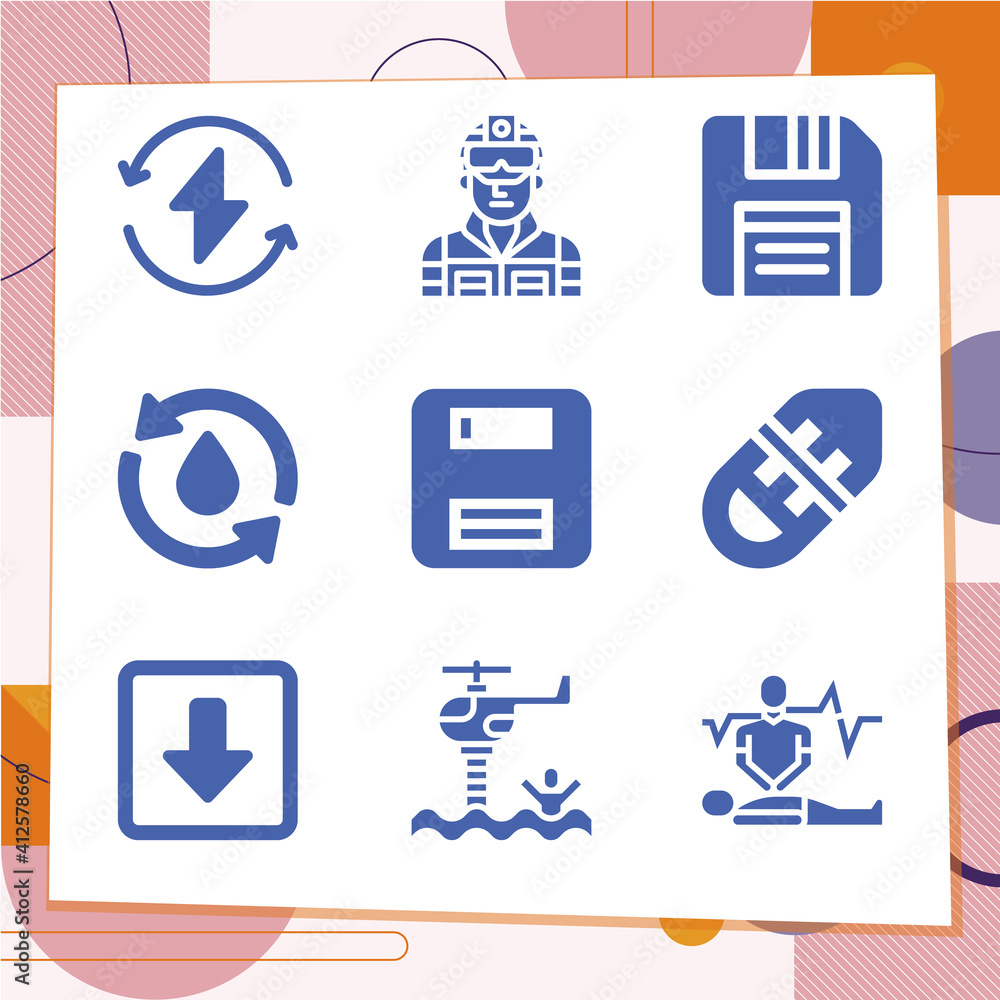 Simple set of 9 icons related to pull through Simple set of 9 icons related to pull through