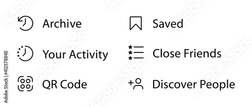 Menu set of social media icons inspired by Instagram. Vector Illustration