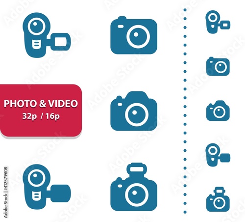 Photo - Video - Camera Icons (4x magnification for preview).