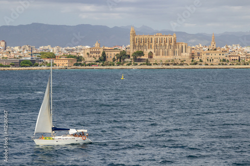 View of Palma de Mallorca from a boat (Spain)
