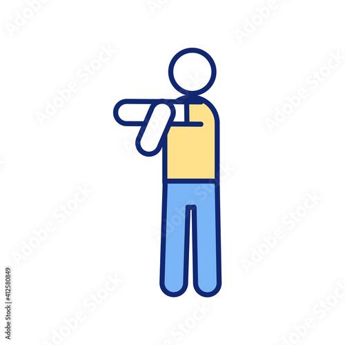 Warm-up and cool-down exercises RGB color icon. Reducing muscle soreness. Preparation for aerobic activity. Supporting cardiovascular system. Raising body temperature. Isolated vector illustration