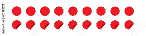 Sunburst badges for sale label red set icon. Vector isolated flat