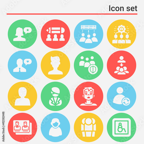 16 pack of member  filled web icons set