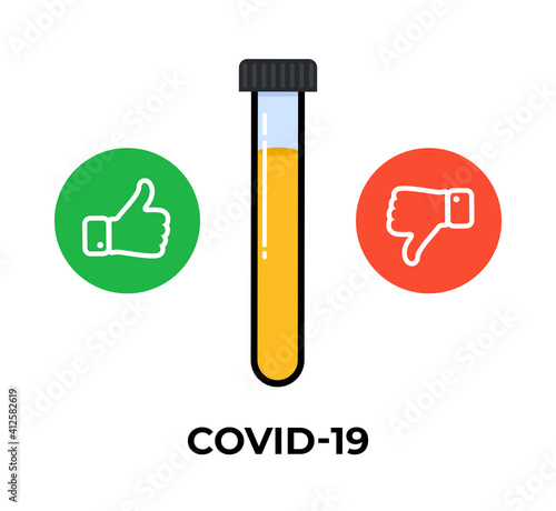 Covid pcr test icon. Corona virus covid19 tube test medical laboratory. Vector illustration eps 10