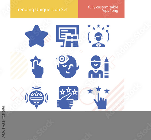 Simple set of critique related filled icons.