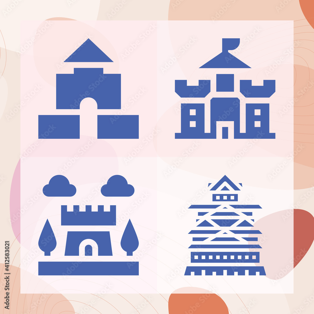 Simple set of great hall related filled icons