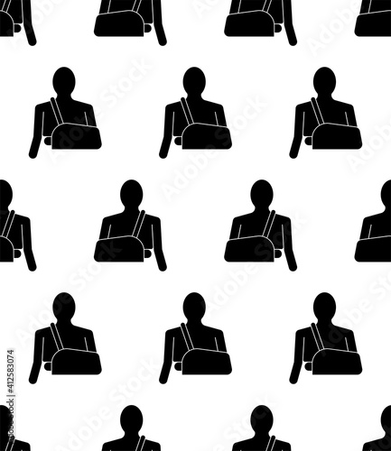 Arm Sling Icon Seamless Pattern, Movement Limiting Device Of Shoulder Elbow