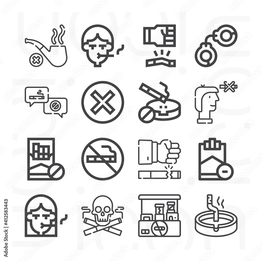 16 pack of citing  lineal web icons set
