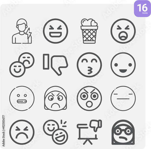 Simple set of disgust related lineal icons.
