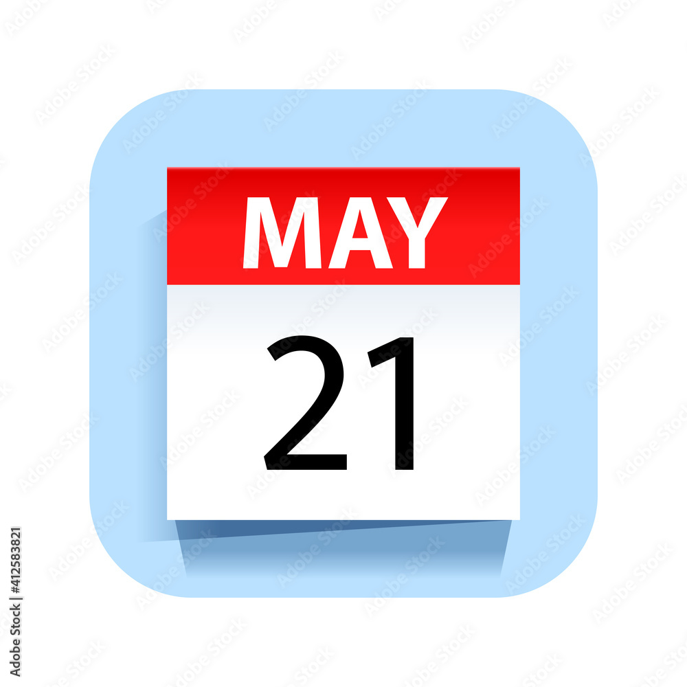 Fototapeta premium May 21. Calendar Icon. Vector Illustration