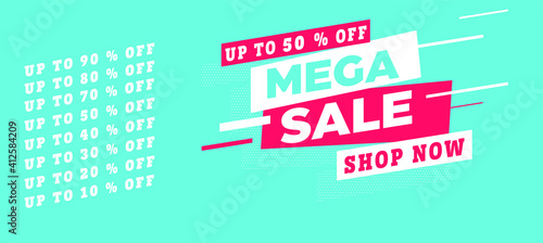 SPECIAL OFFER. MEGA SALE VECTOR ILLUSTRATION. SHOP  BANNER