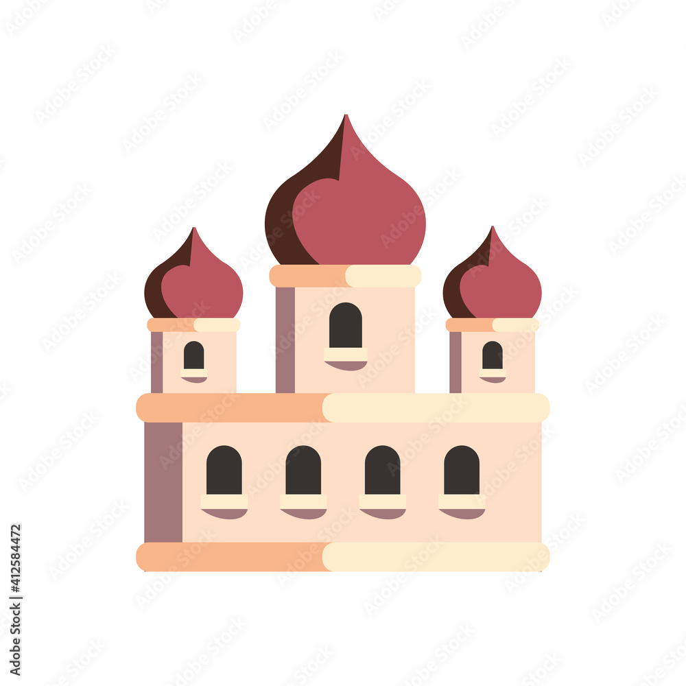 White and red islamic mosque vector design