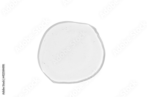 White cosmetic liquid gel texture. Close Up Of White Transparent Drop Of Skin Care Product. Isolated on white background. High quality photo