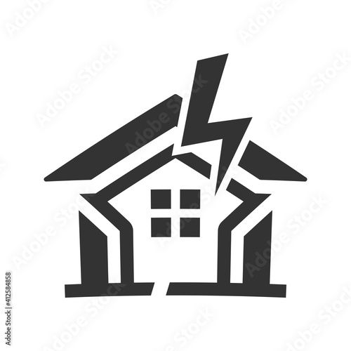 Home earthquake damage icon