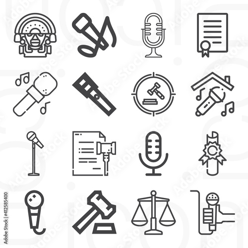 16 pack of statute  lineal web icons set