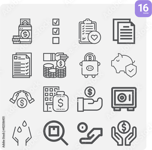 Simple set of accounts related lineal icons.
