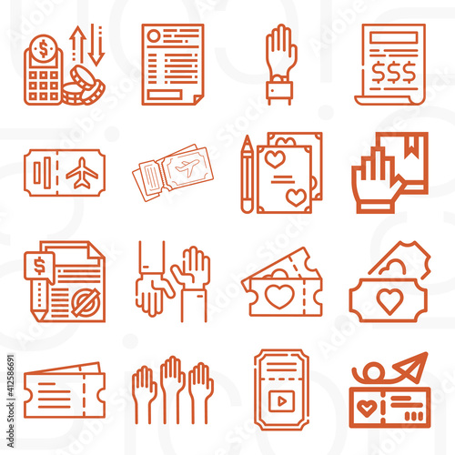 16 pack of commercial document  lineal web icons set