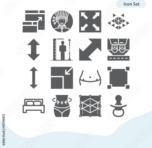 Simple set of height related filled icons.