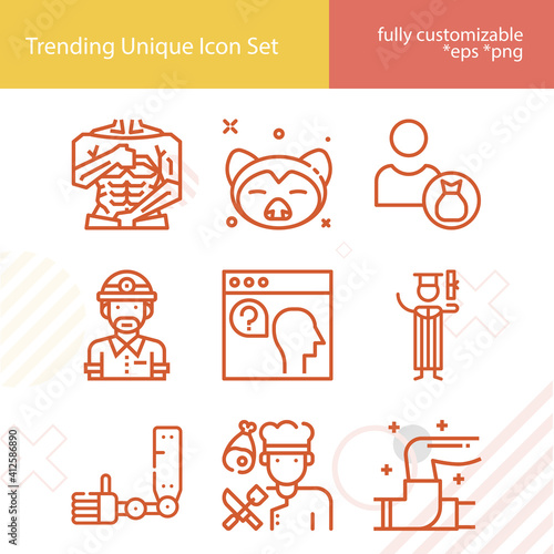 Simple set of disabilities related lineal icons.