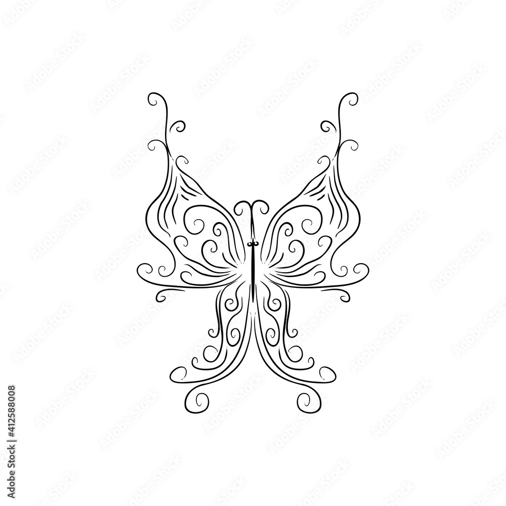 Butterfly sign Branding Identity Corporate logo design template Isolated on a white background.