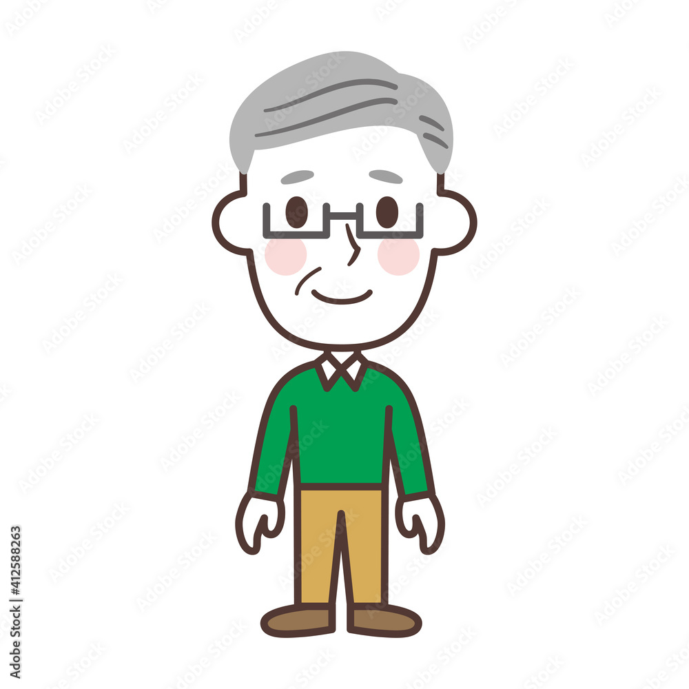 Cartoon grandpa vector illustration かわいいおじいちゃんのキャラクター