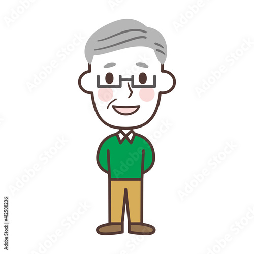 Cartoon grandpa vector illustration かわいいおじいちゃんのキャラクター