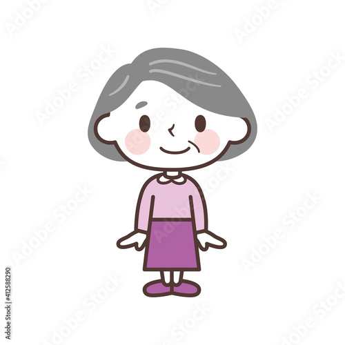 Cartoon grandma vector illustration かわいいおばあちゃんのキャラクター